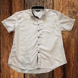 Daniel K Mens Short Sleeve Polka Dot Button Down Shirt White Tailored Fit XL